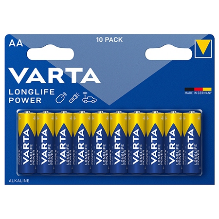 10 BATERII ALCALINE LR06 LONGLIFE POWER VARTA