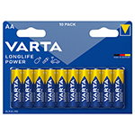 10 BATERII ALCALINE LR06 LONGLIFE POWER VARTA